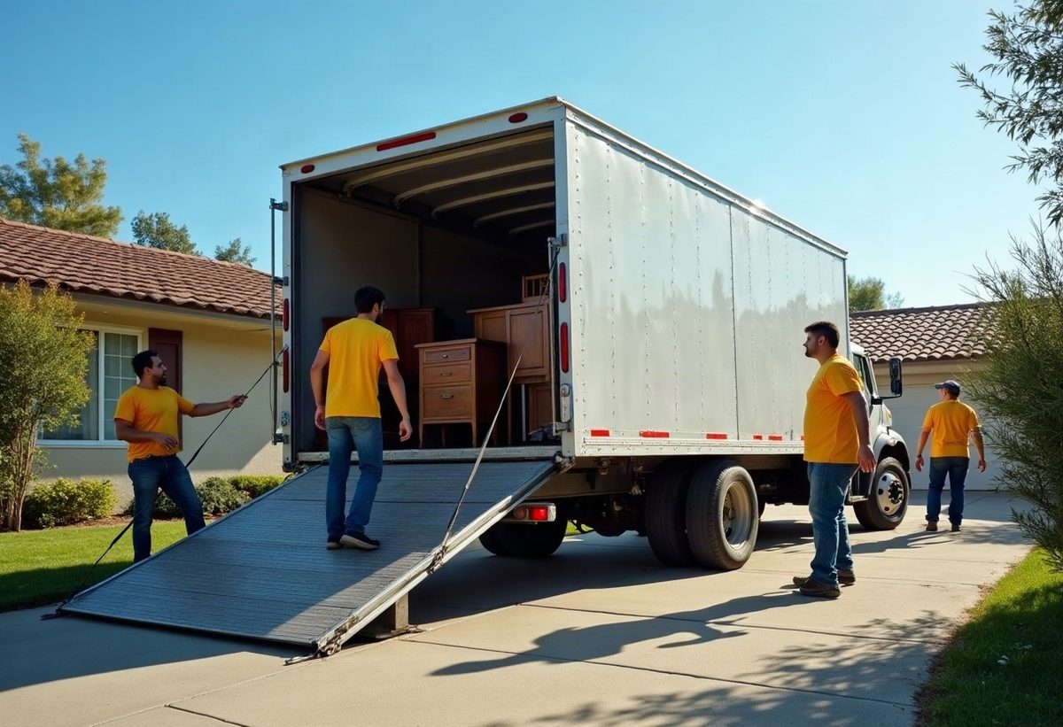 Furniture being loaded into a moving truck